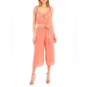 JUNE & HUDSON : Solid Sleeveless Jumpsuit w/Ruffles